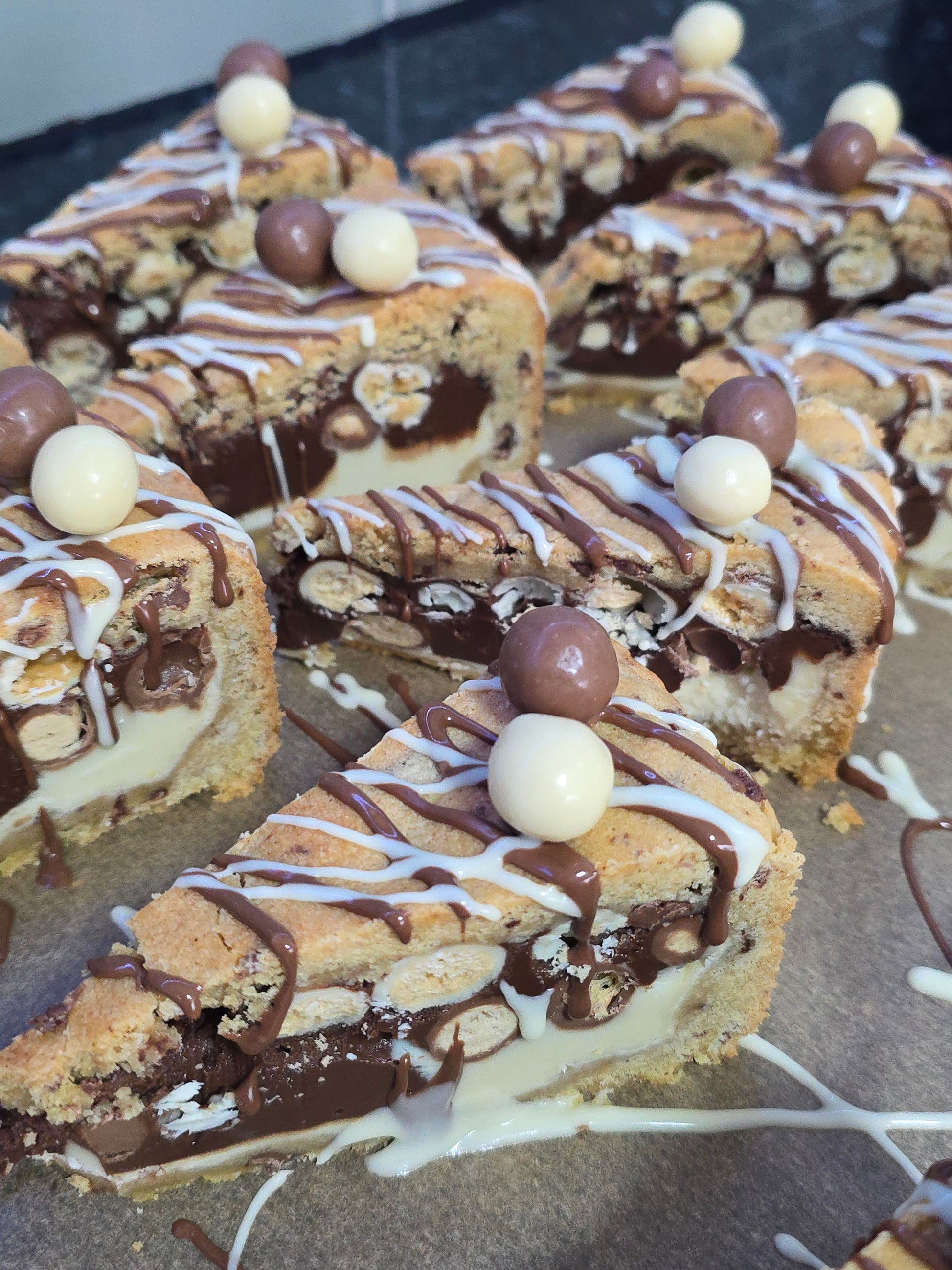 White Malteser Cookie Pie Slice